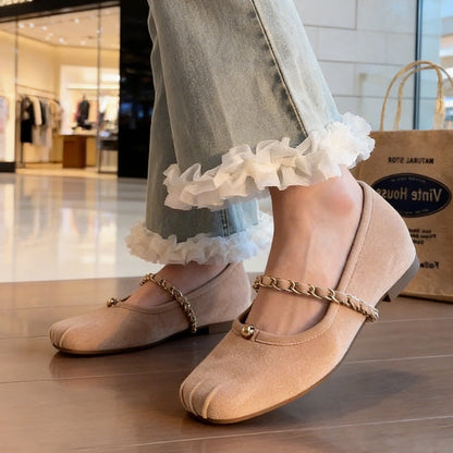Damen Ballerinas Elegante Modisch mit Kettenriemen