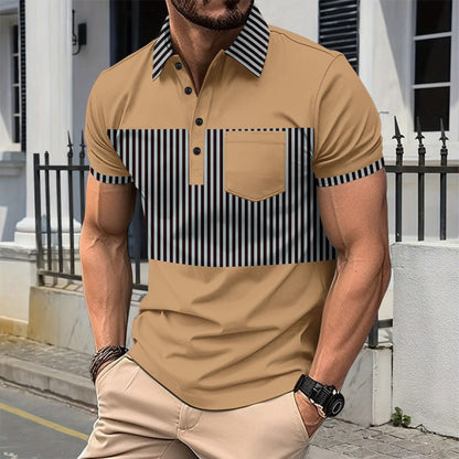 Herren Hemd Kurzarm Streifenmuster Elegant Modern