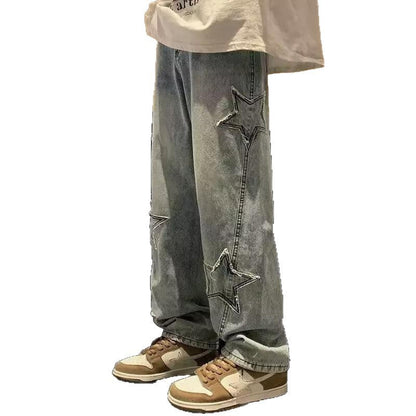 Herren Jeans Lässig Mit Sternen Stickerei Style