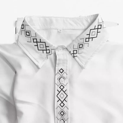 Elegantes Herren Langarmhemd mit besticktem Kragen Modern