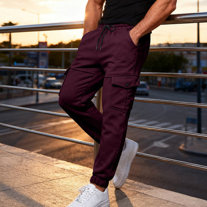 Herren Cargo Jogginghose Elastisch Bequem Sportlich