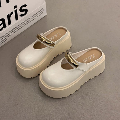 Damen Clogs Plateau Schuhe Glänzend Rutschfest - BerlinGlamour