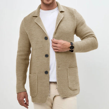 Herren Strickjacke Warm mit Schalkragen und Taschen