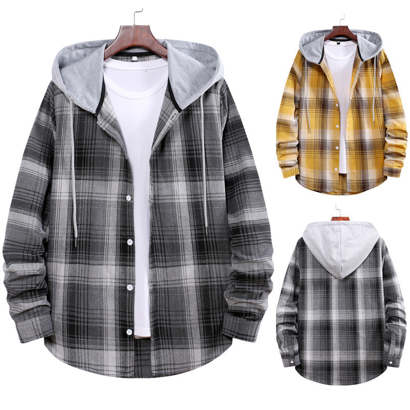 Herren Flanellhemdjacke Hood Karomuster Modern - BerlinGlamour
