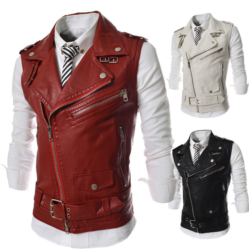 Leder Bikerweste Damen Asymmetrisch Mit Taschen - BerlinGlamour