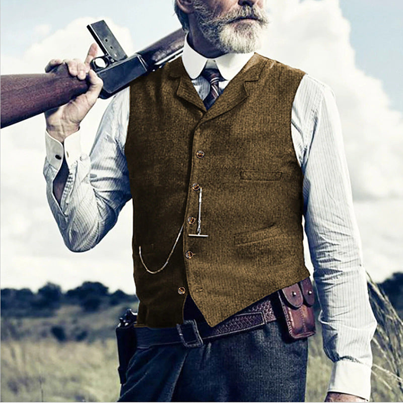 Herren Weste Elegant mit Knöpfen und Taschen Modern
