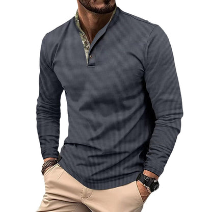 Herren Langarm-Shirt Modern Kragen Strukturiert Elegant
