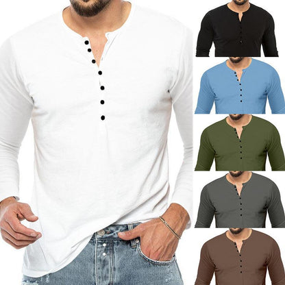 Herren Henley-Shirt Langarm Komfort Schnitt Modern - BerlinGlamour