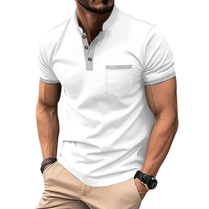 Herren Poloshirt Knopfleiste Brusttasche Elegantes Design