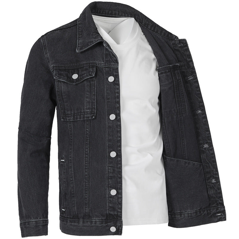 Herren Jeansjacke Slim Fit Modern mit Taschen und Nieten