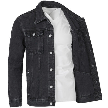 Herren Jeansjacke Slim Fit Modern mit Taschen und Nieten
