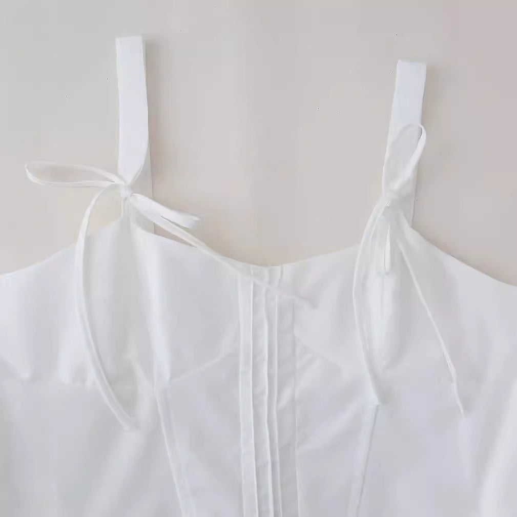 Damen Top mit Spaghettiträgern Rüschen Oberteil Elegant