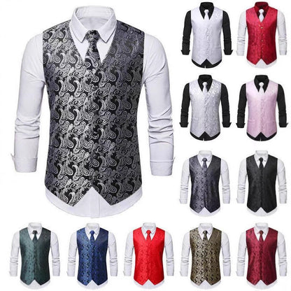 Herren Weste Elegant Paisley Muster Schlank - BerlinGlamour