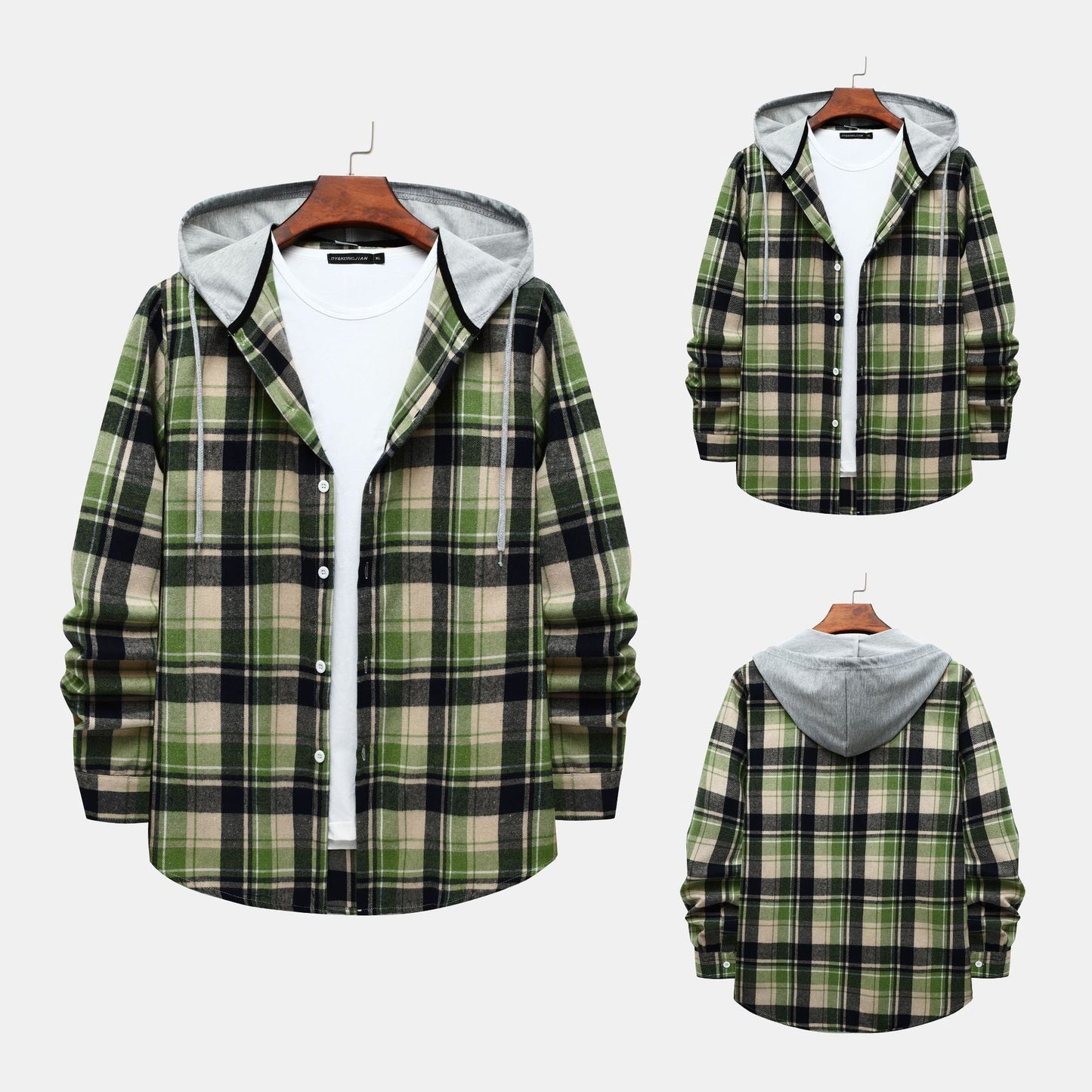 Herren Kapuzenjacke Karomuster Bequem Modern