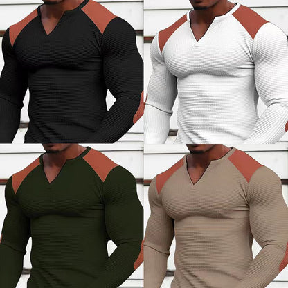 Herren Langarmshirt Strukturiert Kontrastdetails Modern - BerlinGlamour