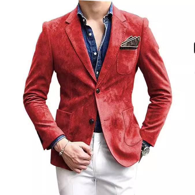 Herren Blazer Samt Elegant Modern Schnitt Schwarz