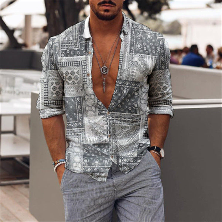 Herren Hemd Patchwork-Design Modern Trendy