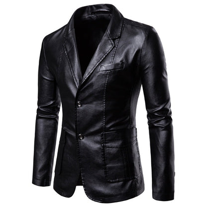 Herren Lederjacke Modern Schnitt Schwarz Elegant