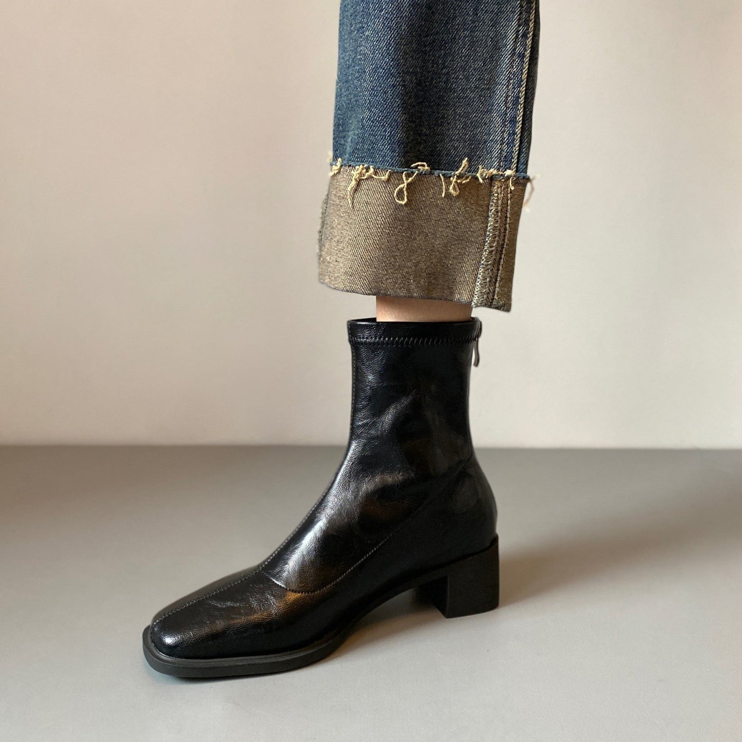 Damen Stiefeletten Hoch Hacken Elegante Blockabsatz Schuhe