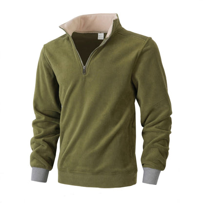 Herren Fleecepullover Stehkragen Reißverschluss Warm
