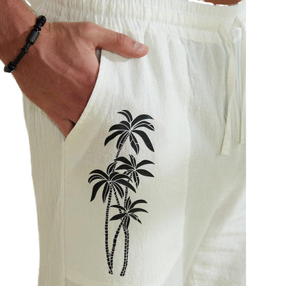 Herren Leinenhose Bequem Sommerlich mit Kordelzug