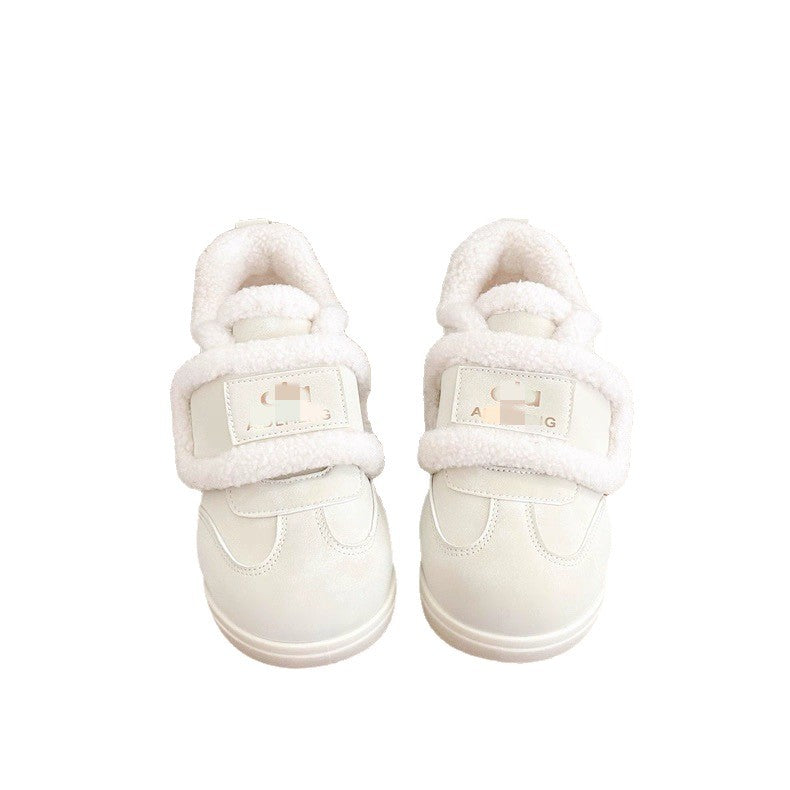 Damen Sneaker Warm Flauschig Klettverschluss Winter