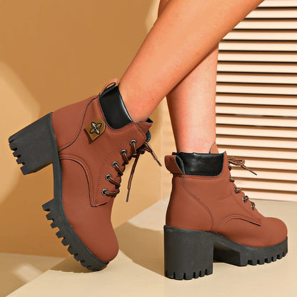 Damen Stiefeletten High-Top Plateau Heel Trendy Schuhe - BerlinGlamour