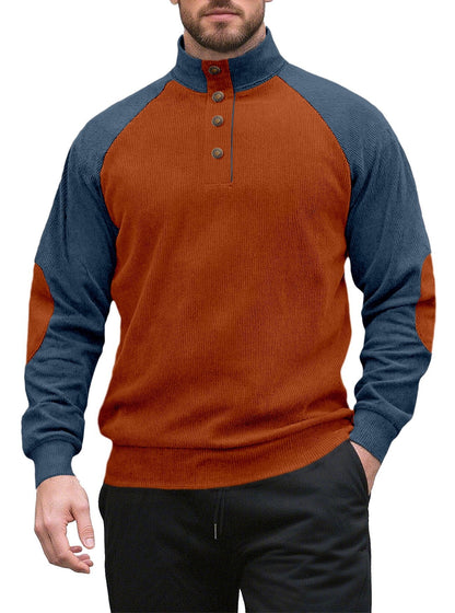 Herren Strickpullover Modern Stehkragen Knopfleiste