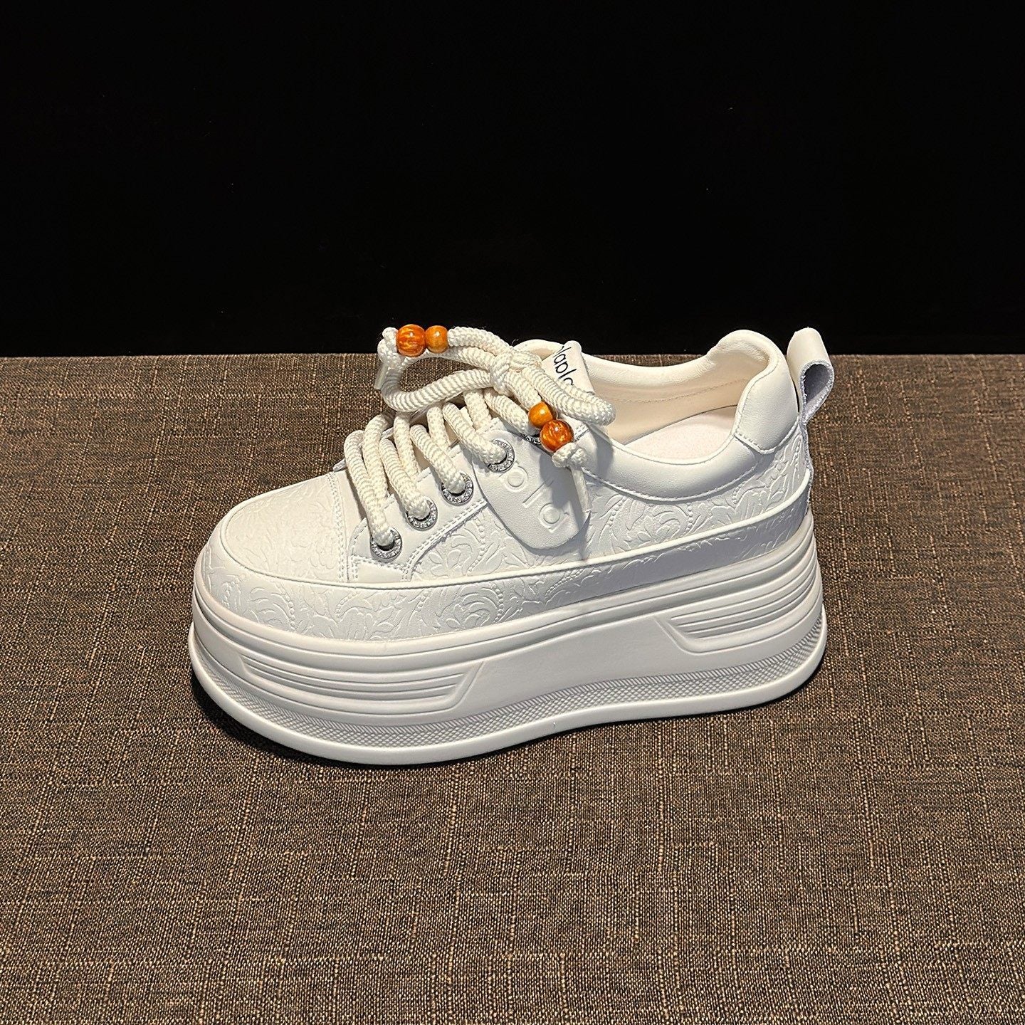 Damen Plateau Sneaker Strass Schnürsenkel Modisch Hoch