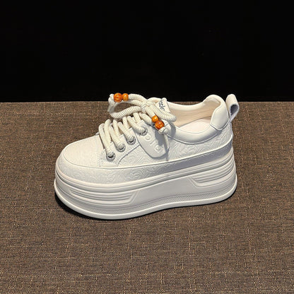 Damen Plateau Sneaker Strass Schnürsenkel Modisch Hoch