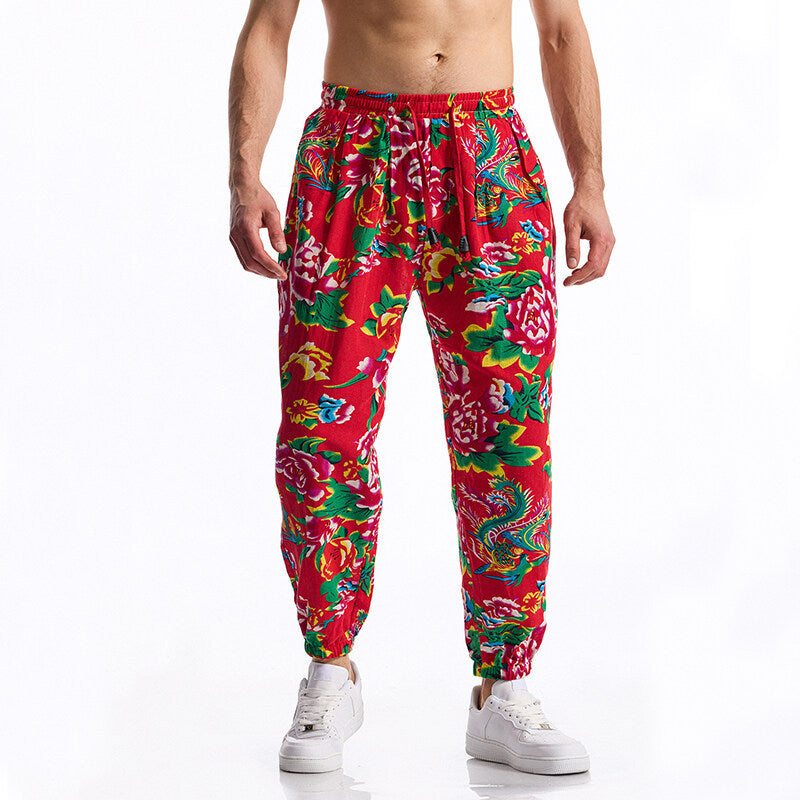 Herren Hosen Freizeit Moderner Floralmuster Stil