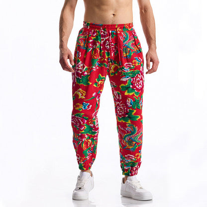Herren Hosen Freizeit Moderner Floralmuster Stil