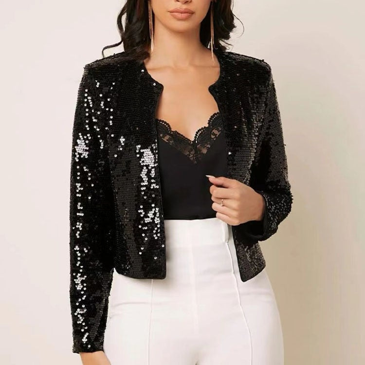 Glitzernde Damen Strickjacke Elegant Frauen