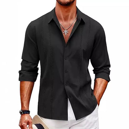 Herren Langarmbluse Elegant Streifenmuster Slim Fit
