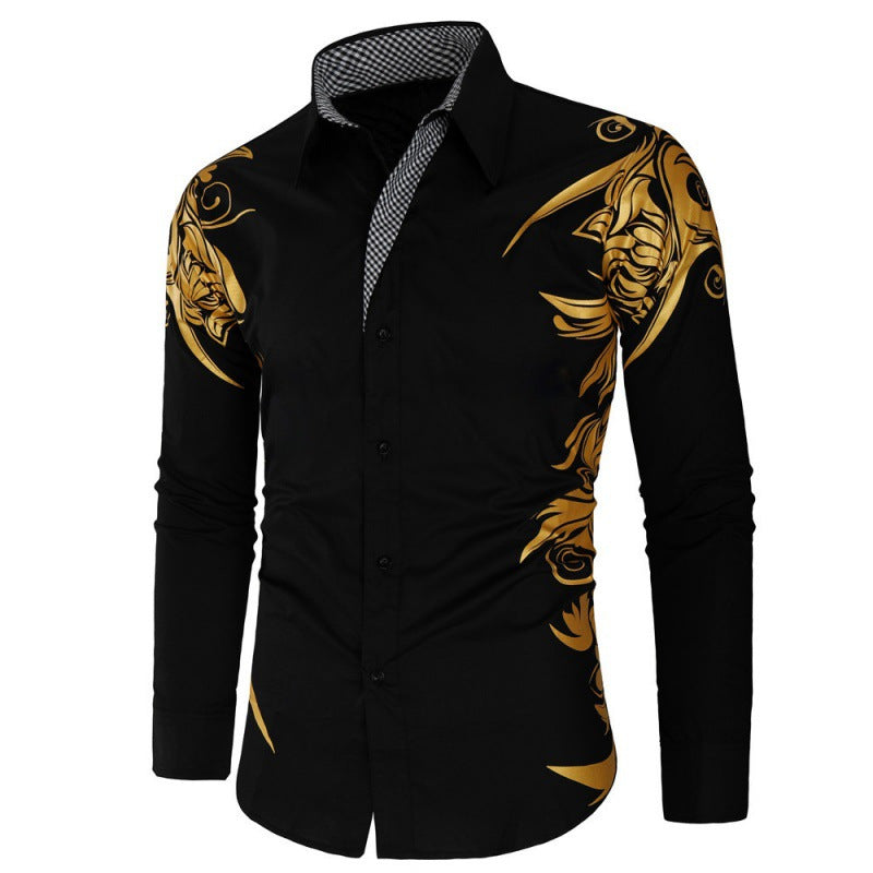 Herren Hemd Elegant Floralmuster Stilvolle Bluse