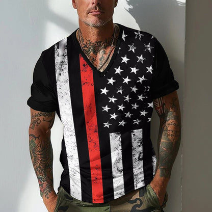 Herren T-Shirt V-Ausschnitt Berlin Flaggen Motiv Glamour - BerlinGlamour