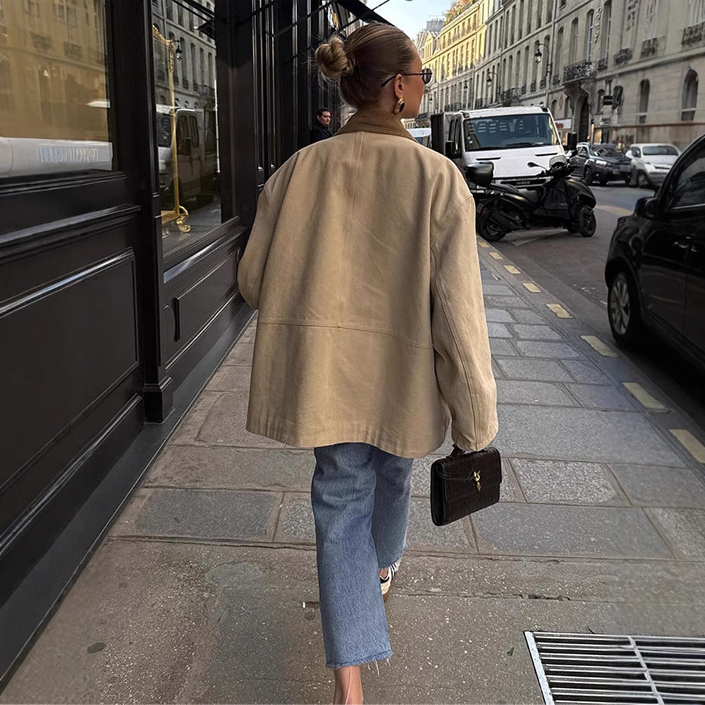 Damen Oversized Jacke Groß geschnitten Mit vielen Taschen