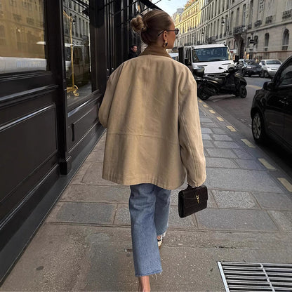 Damen Oversized Jacke Groß geschnitten Mit vielen Taschen