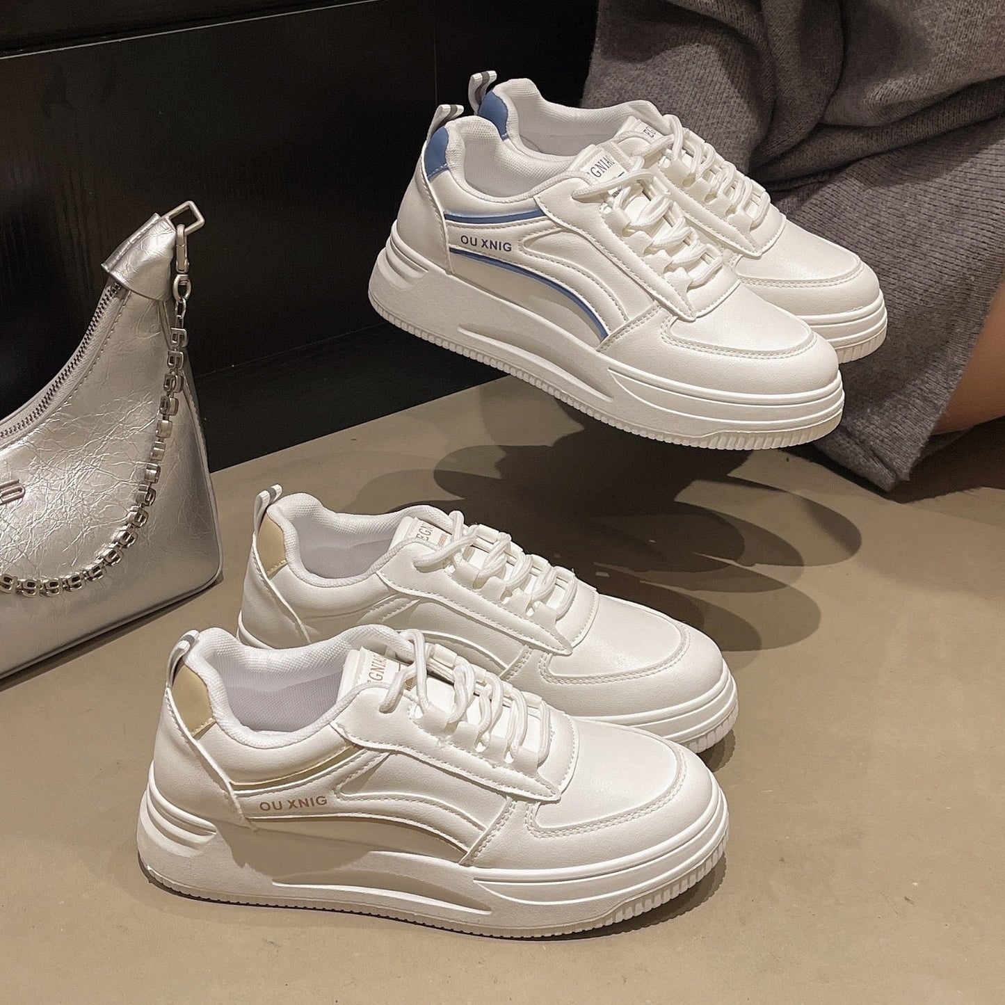 Damen Sneaker Plateau Bequem Mode