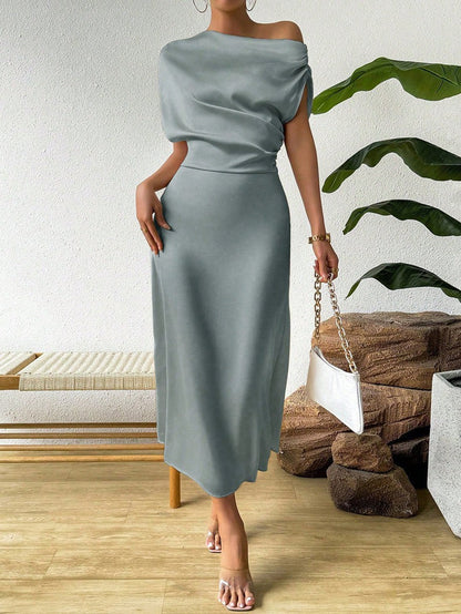 Elegantes Abendkleid Damen Asymmetrisch Fließend
