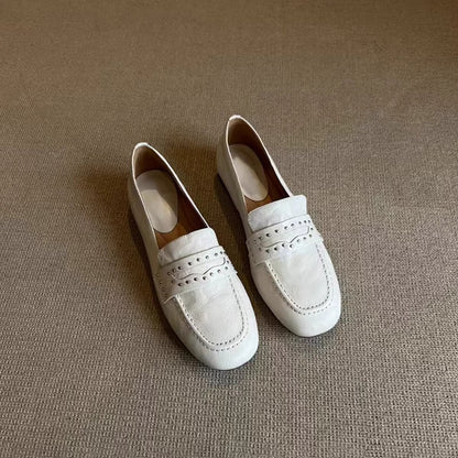 Damen Mokassins Lederschuhe Schnalle Elegant