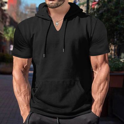 Herren Kapuzenshirt Lässig V-Ausschnitt Mit Bauchtasche