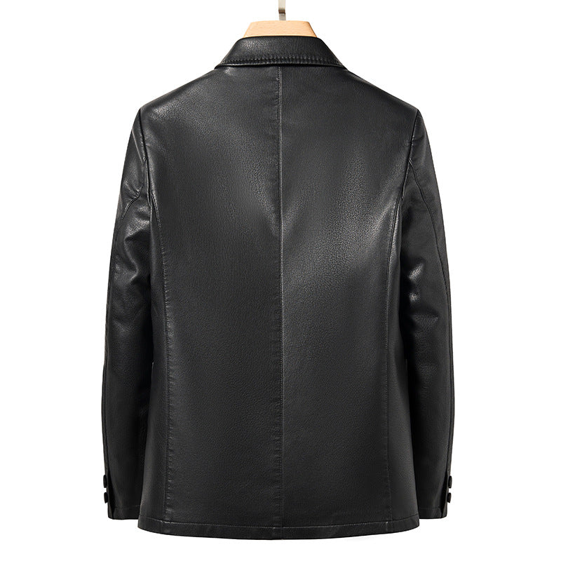 Herren Blazer Kunstleder Moderner Schnitt Eleganter Style