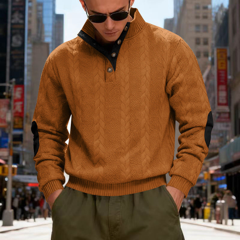 Herren Pullover Gestrickt Modern Kontrastdetails