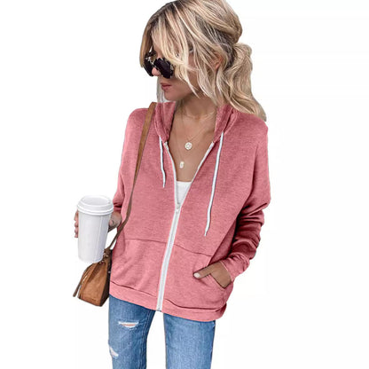 Kapuzenpullover Damen Bequem mit Reißverschluss und Taschen