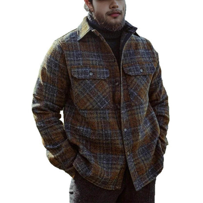 Herren Flanelljacke Gemustert mit Taschen Warm