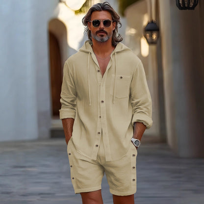 Herren Sport-Outfit Kapuze Shorts Freizeit
