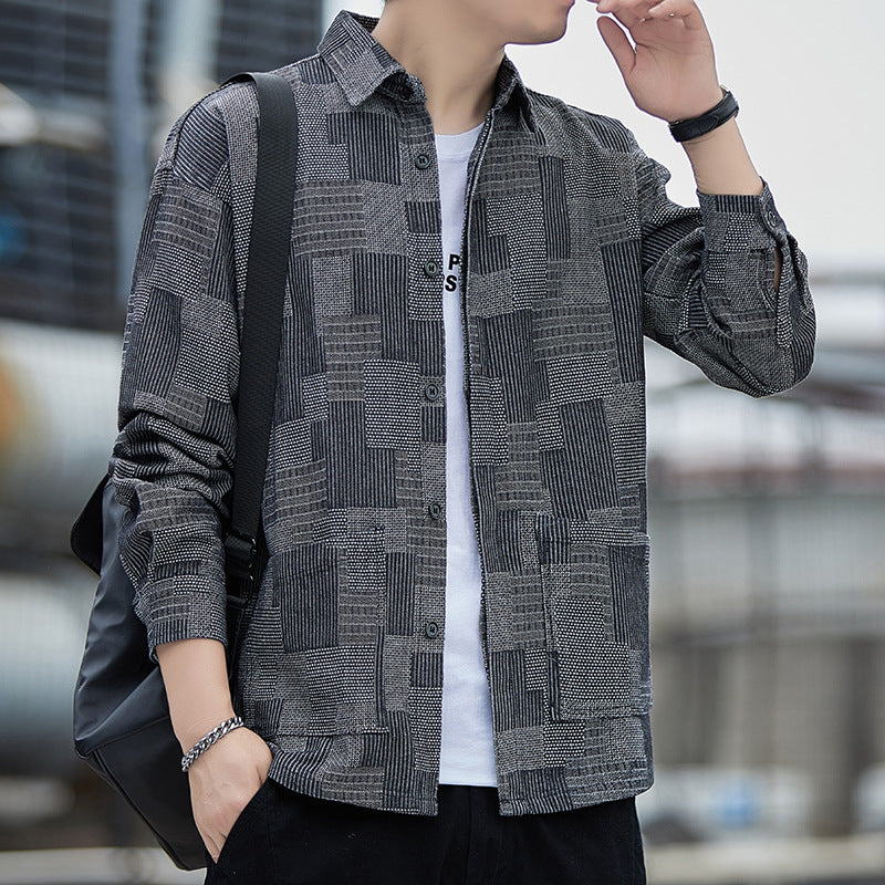 Herren Langarmhemd Modern Grafisches Muster Berlin Style