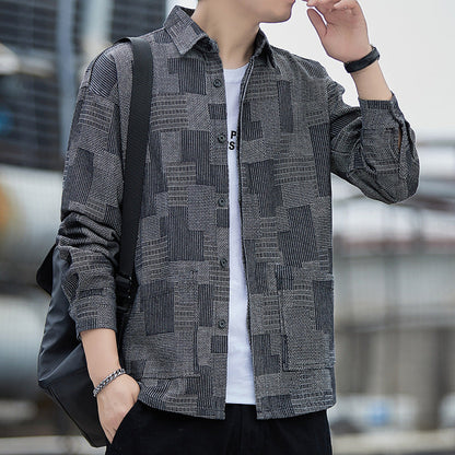 Herren Langarmhemd Modern Grafisches Muster Berlin Style