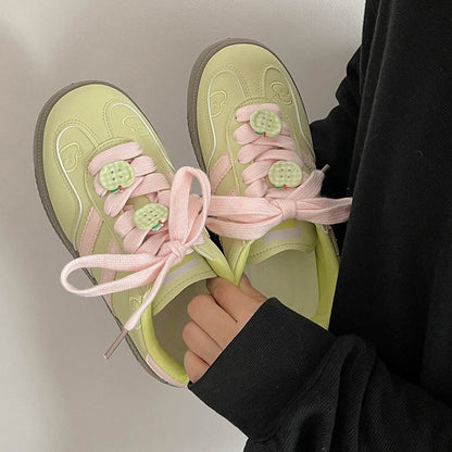 Damen Sneaker Apfel Motiv Weich Laufsohle